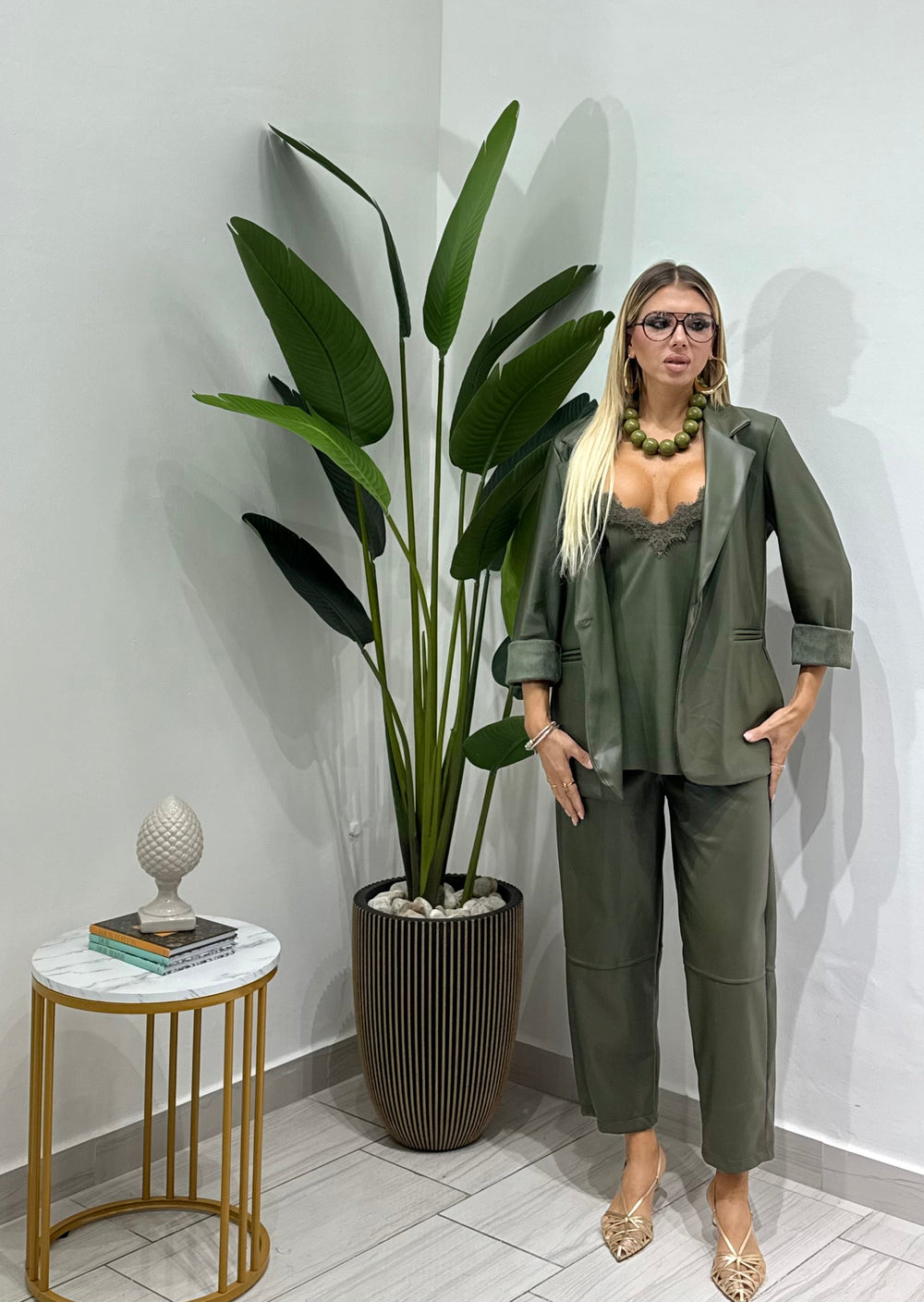 Greta | Conjunto de blazer en piel sintética