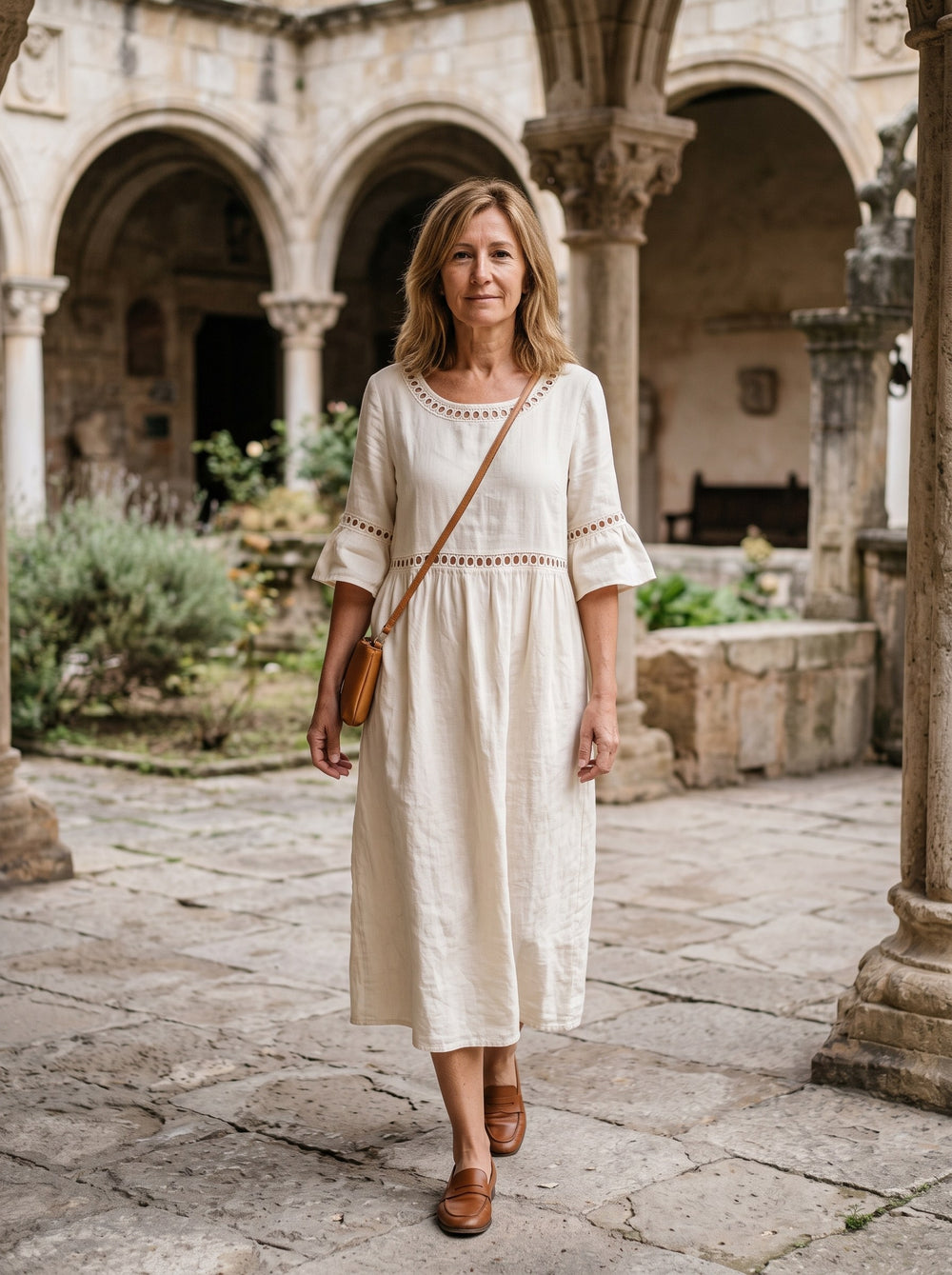 Amaya | Vestido midi que disimula la tripa - Blanco
