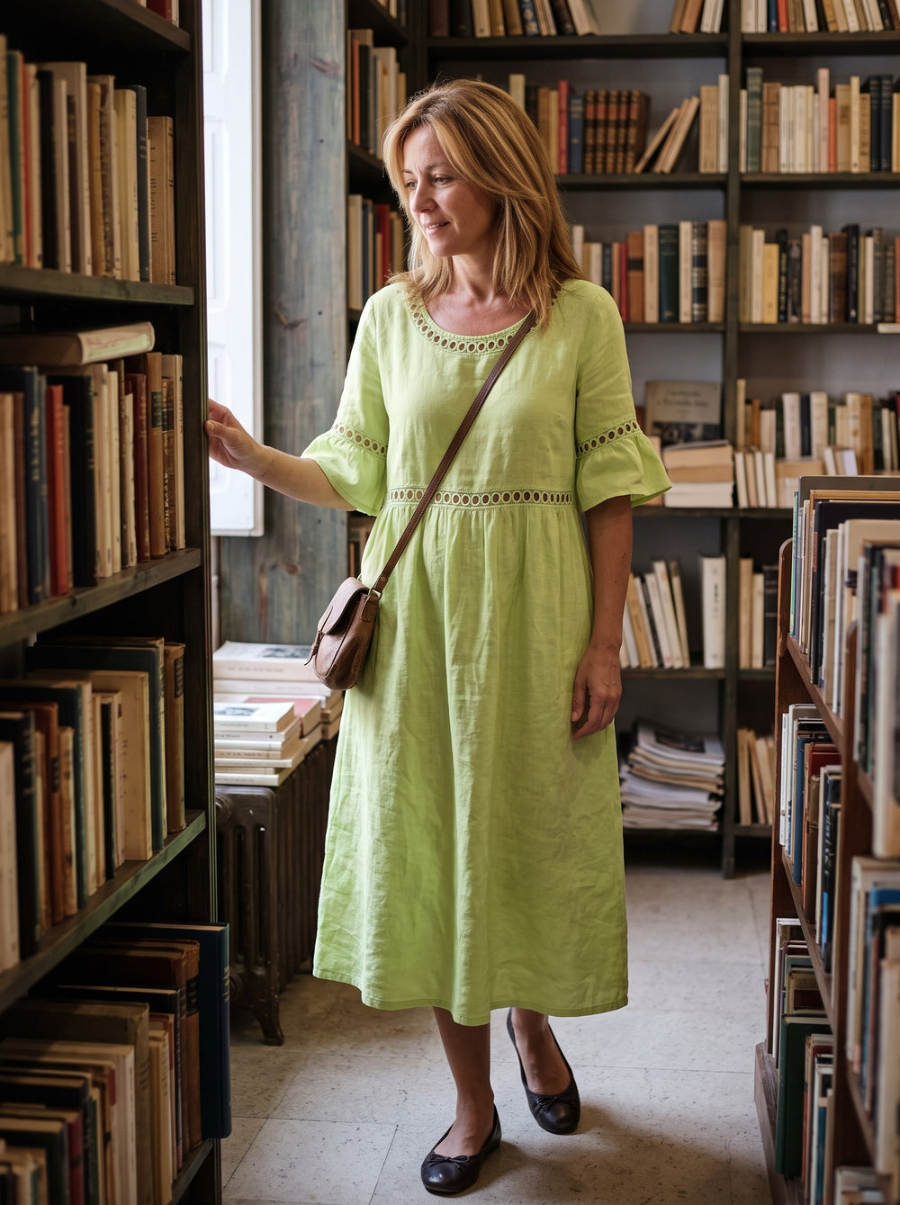 Amaya | Vestido midi que disimula la tripa - Verde