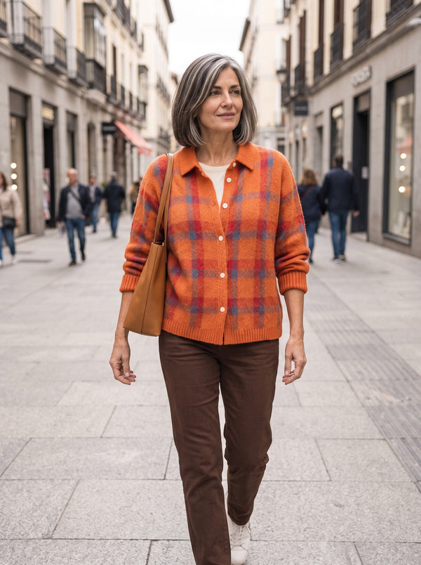Anna | Chaqueta de punto de cuadros
