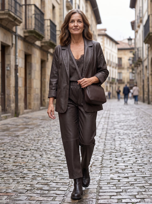 Greta | Conjunto de blazer en piel sintética