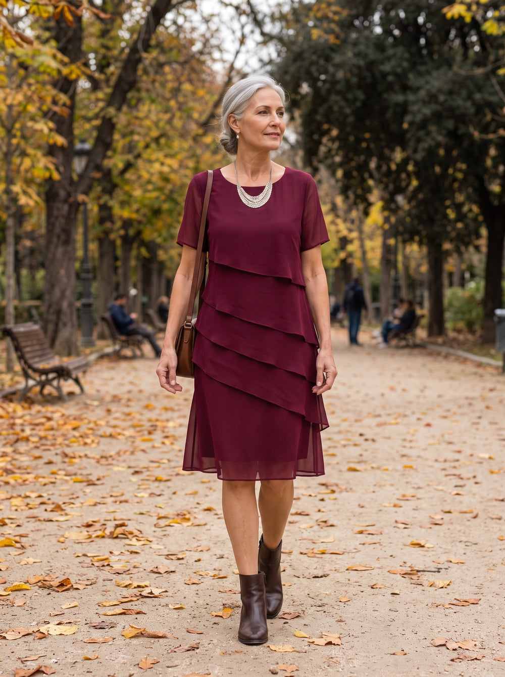 Linnea | Vestido con volantes - Burdeos