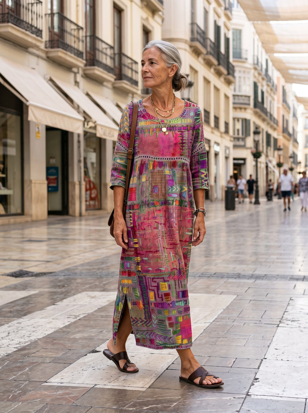 Manuela | Vestido patchwork - Rosa