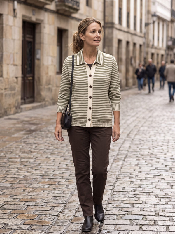 Nola | Chaqueta de punto de rayas con botones