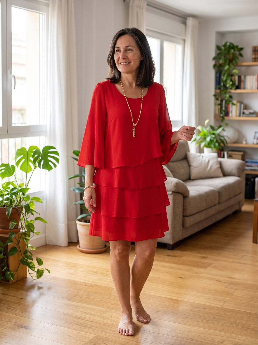 Catalina | Vestido con volantes - Rojo