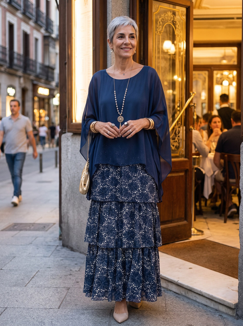 Larissa | Vestido largo con caída - Azul oscuro