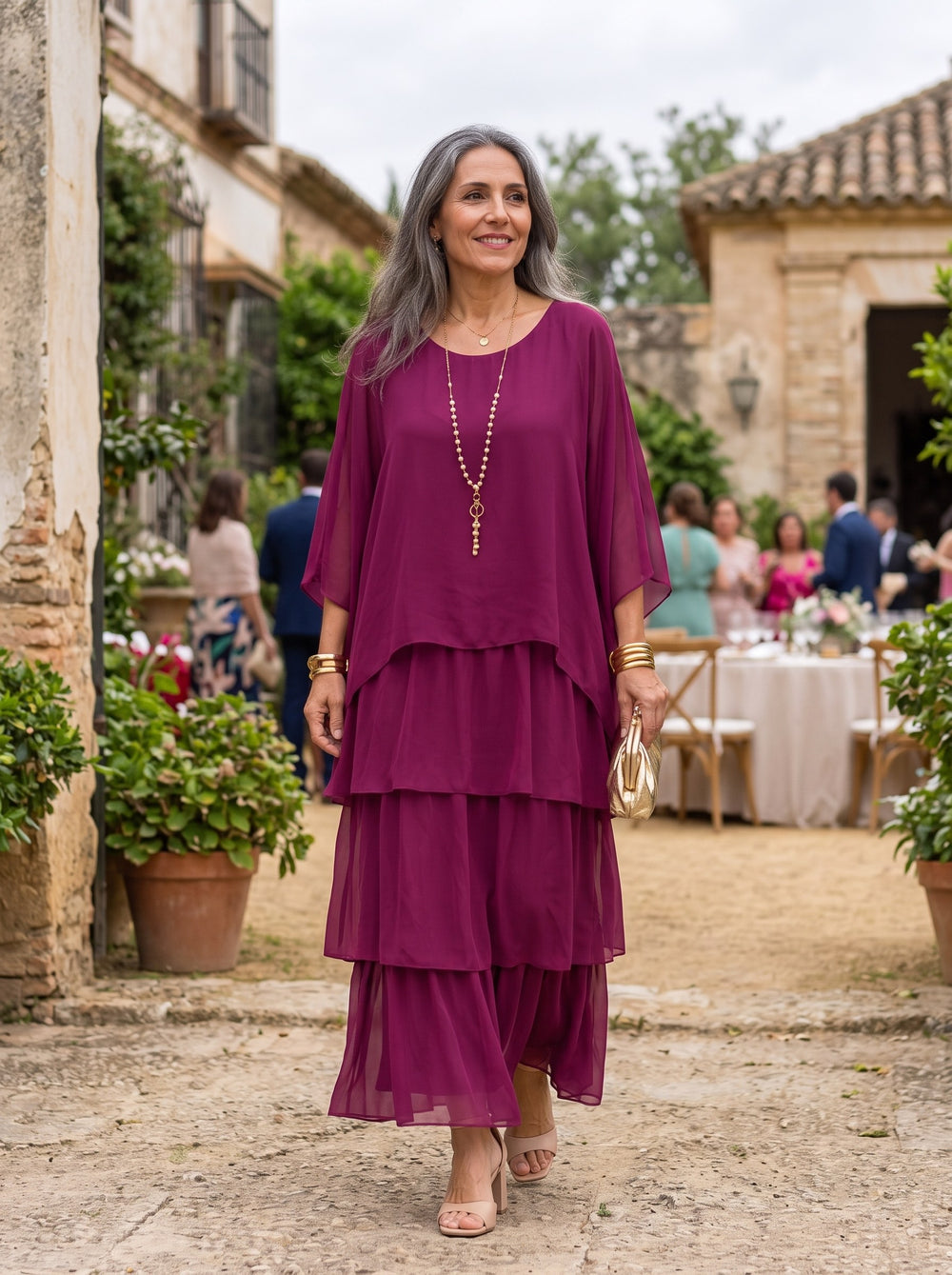 Larissa | Vestido largo con caída - Morado