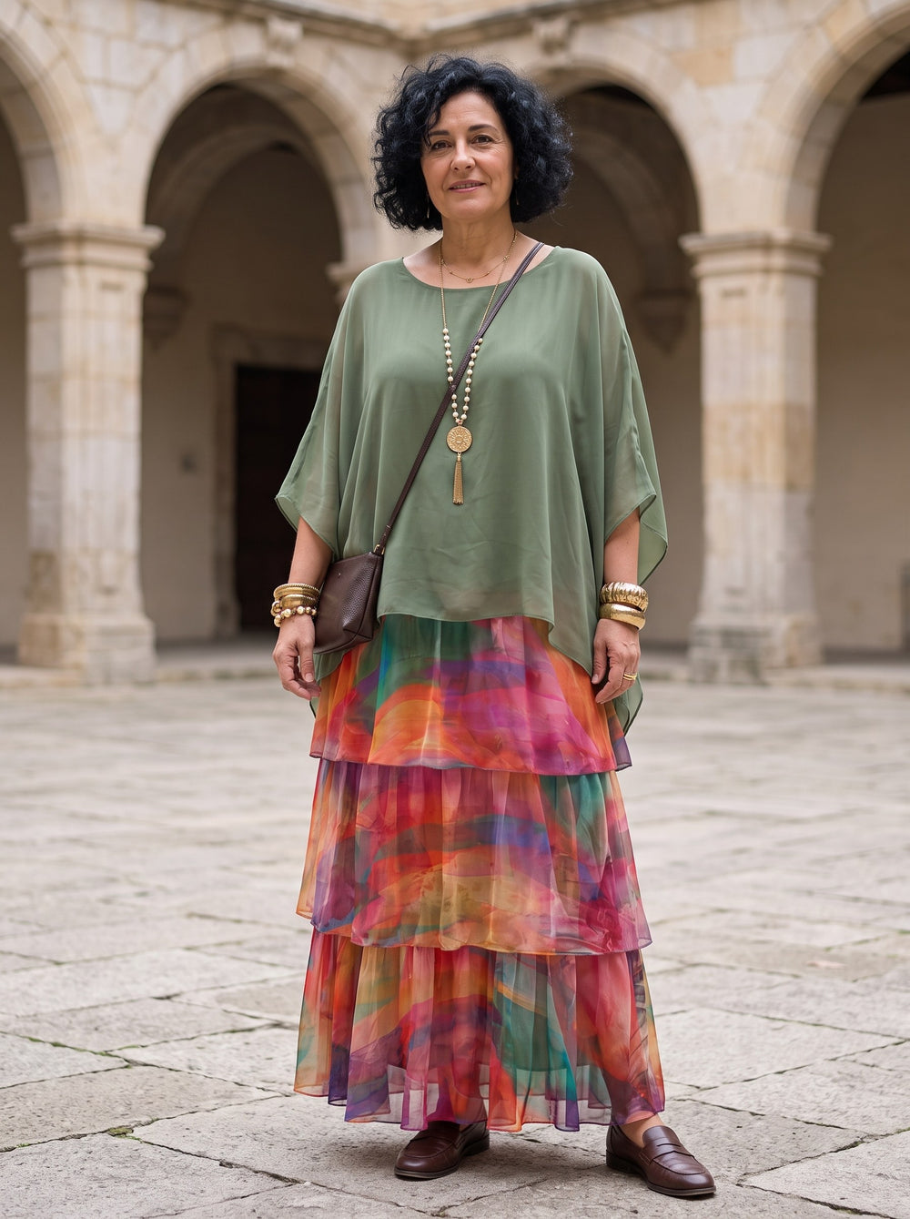 Larissa | Vestido largo con caída - Multicolor