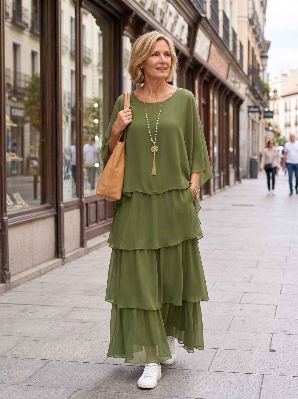 Larissa | Vestido largo con caída - Verde oscuro