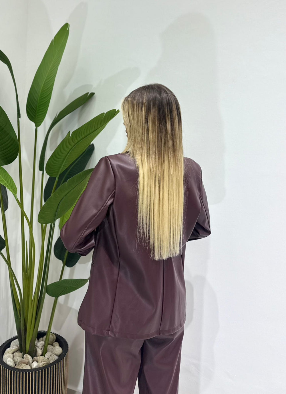 Greta | Conjunto de blazer en piel sintética