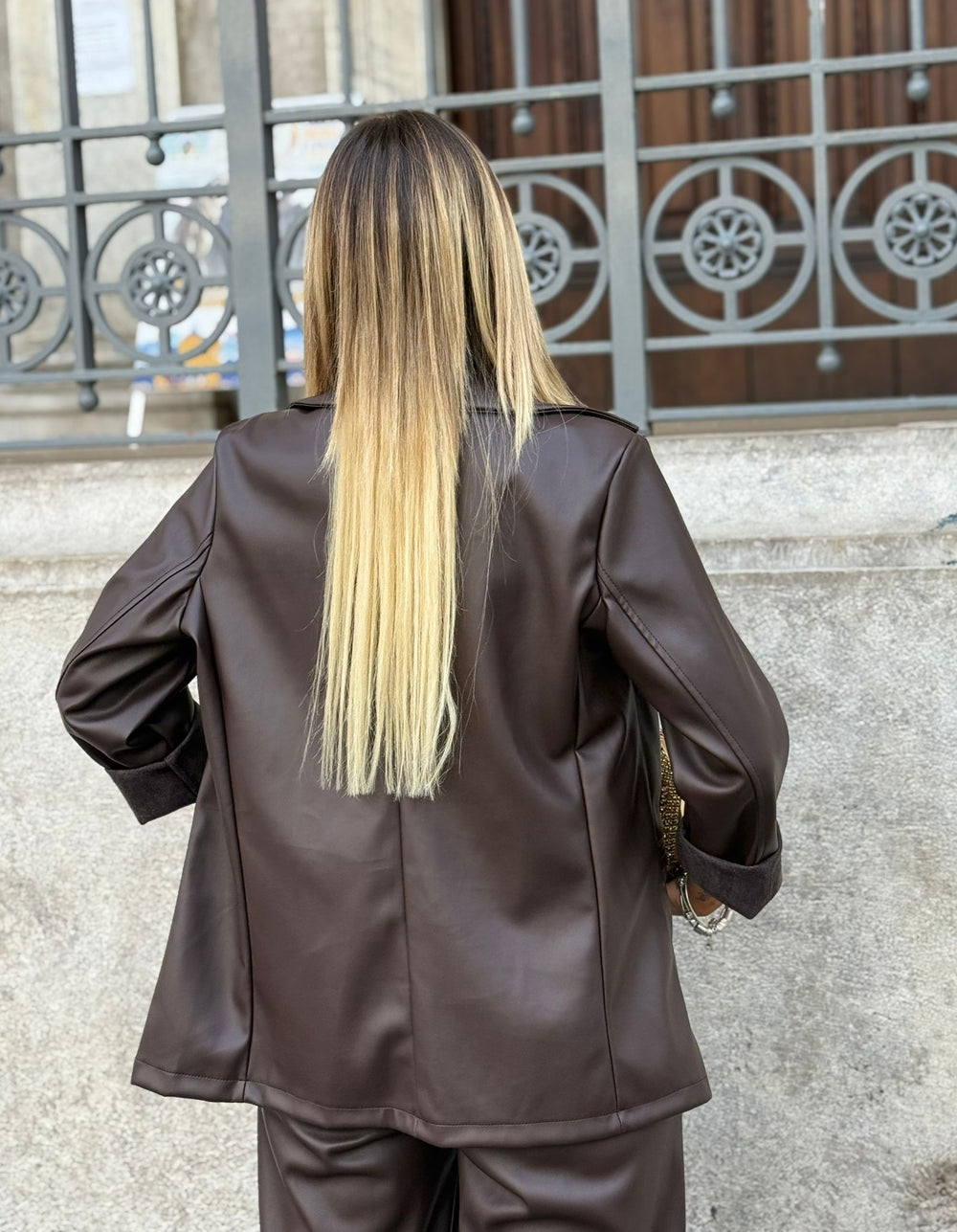 Greta | Conjunto de blazer en piel sintética