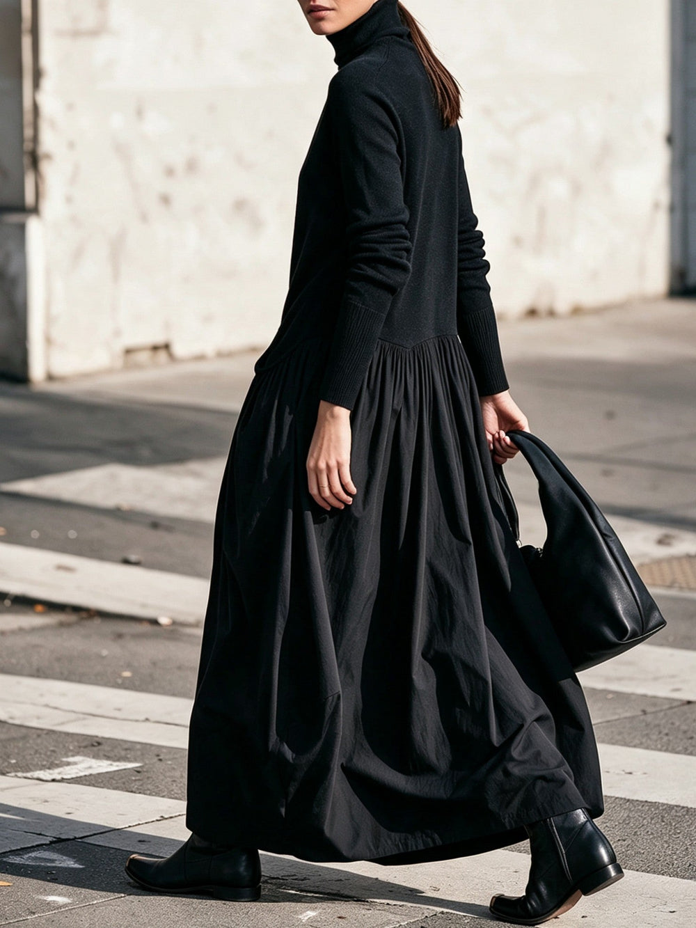 Sloane | Vestido largo de cuello alto con bolsillos