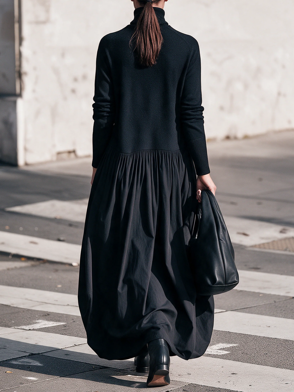 Sloane | Vestido largo de cuello alto con bolsillos