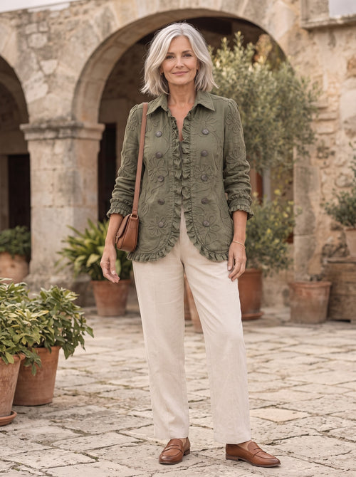 Alessandra | Blusa bordada con volantes