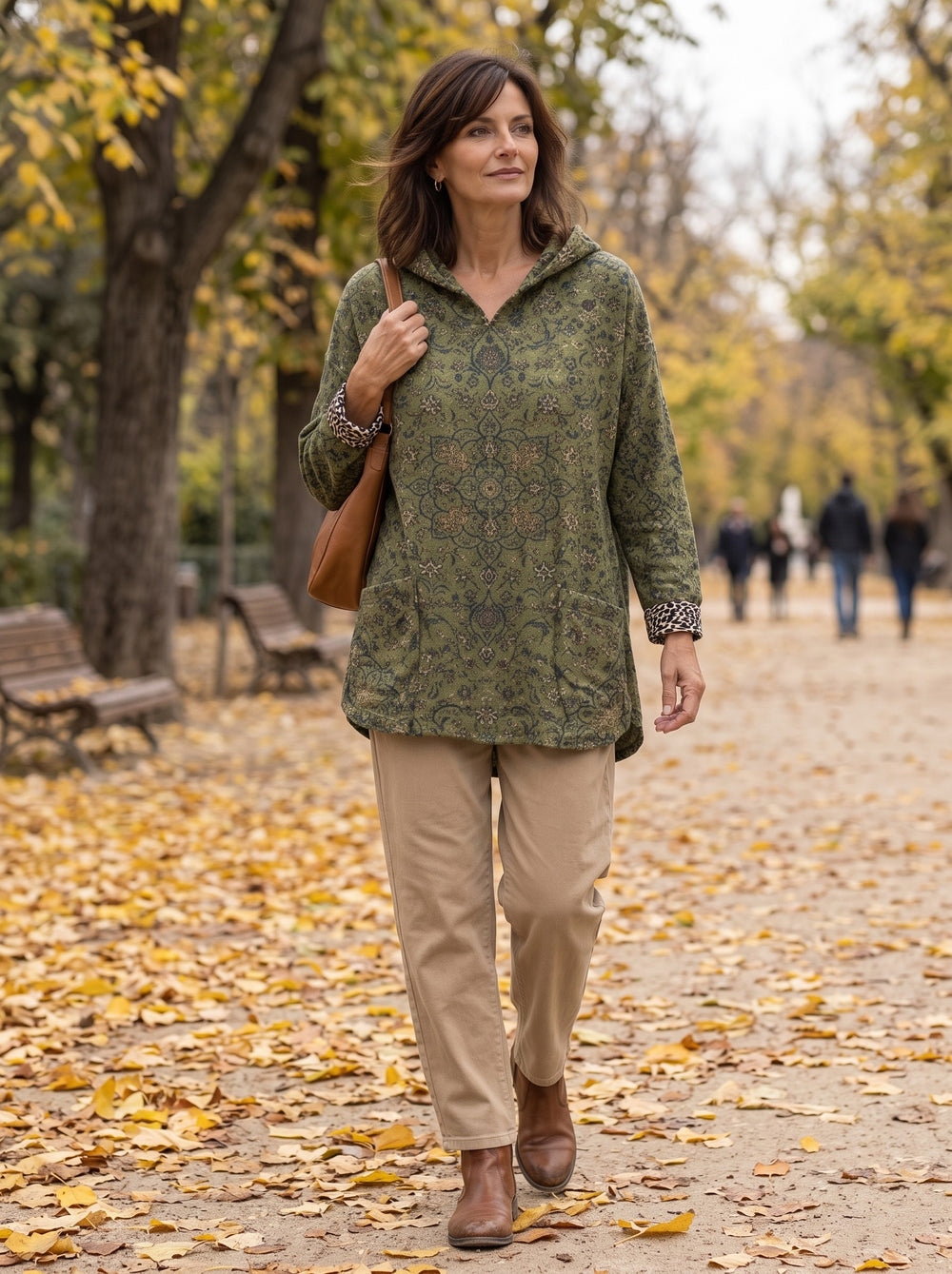 Alicia | Túnica con capucha de estampado retro
