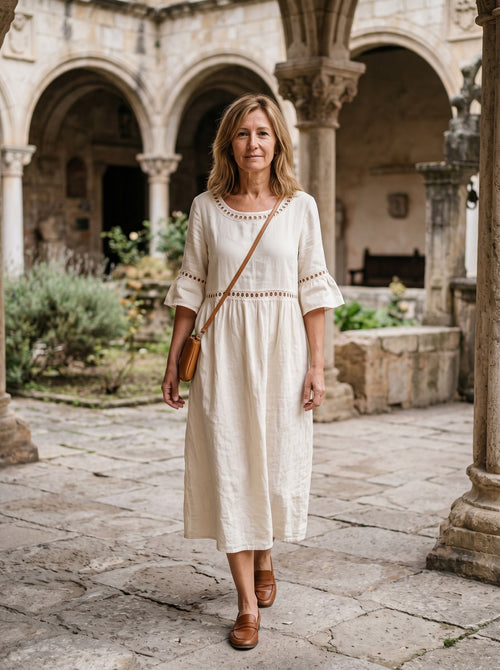 Amaya | Vestido midi que disimula la tripa - Blanco
