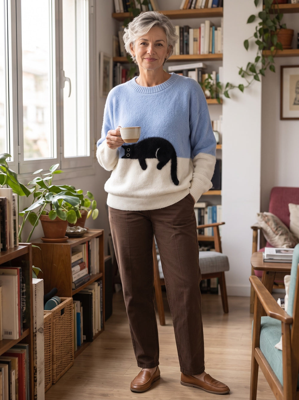 Bonnie | Jersey oversize con estampado de gatos