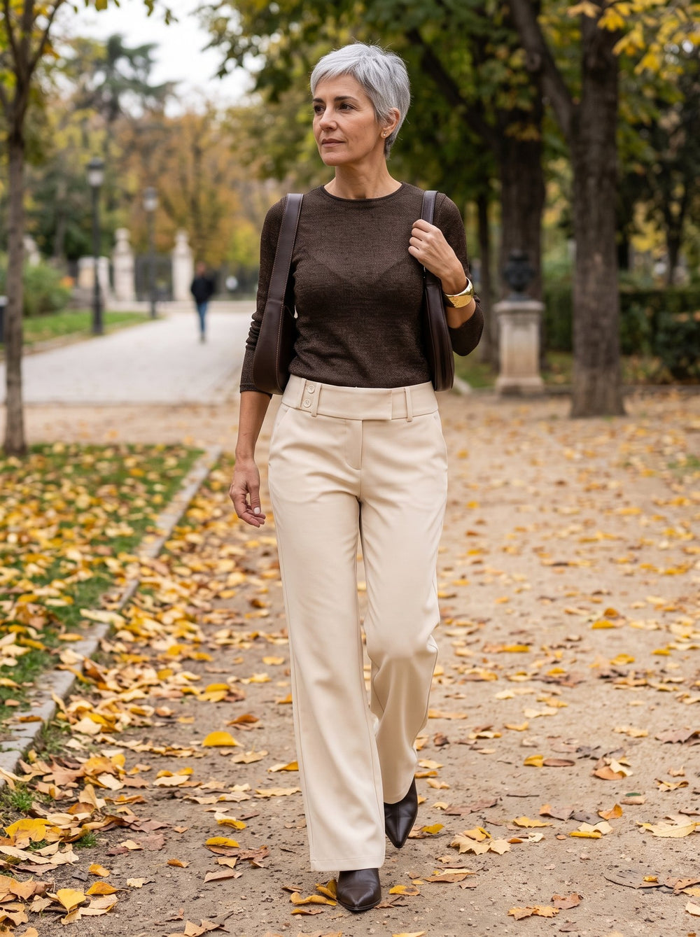 Duna, pantalón ancho relajado en color beige
