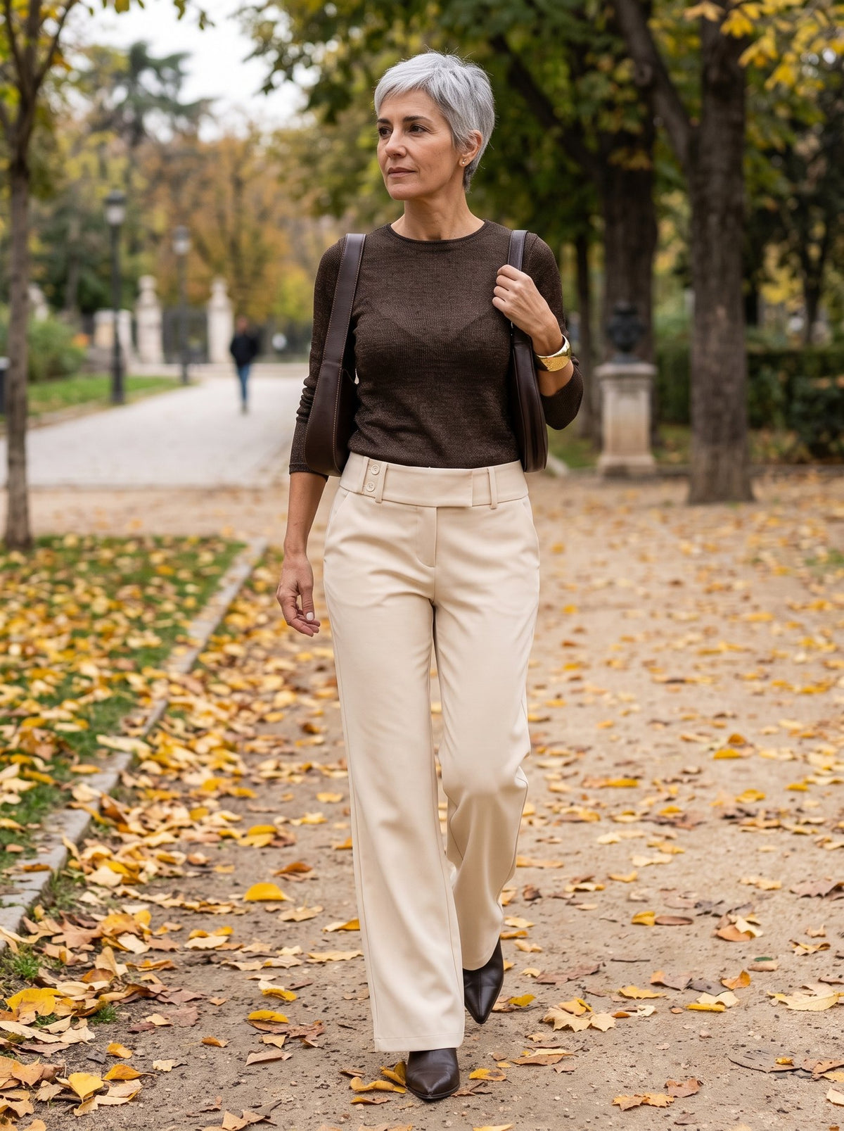 Duna, pantalón ancho relajado en color beige