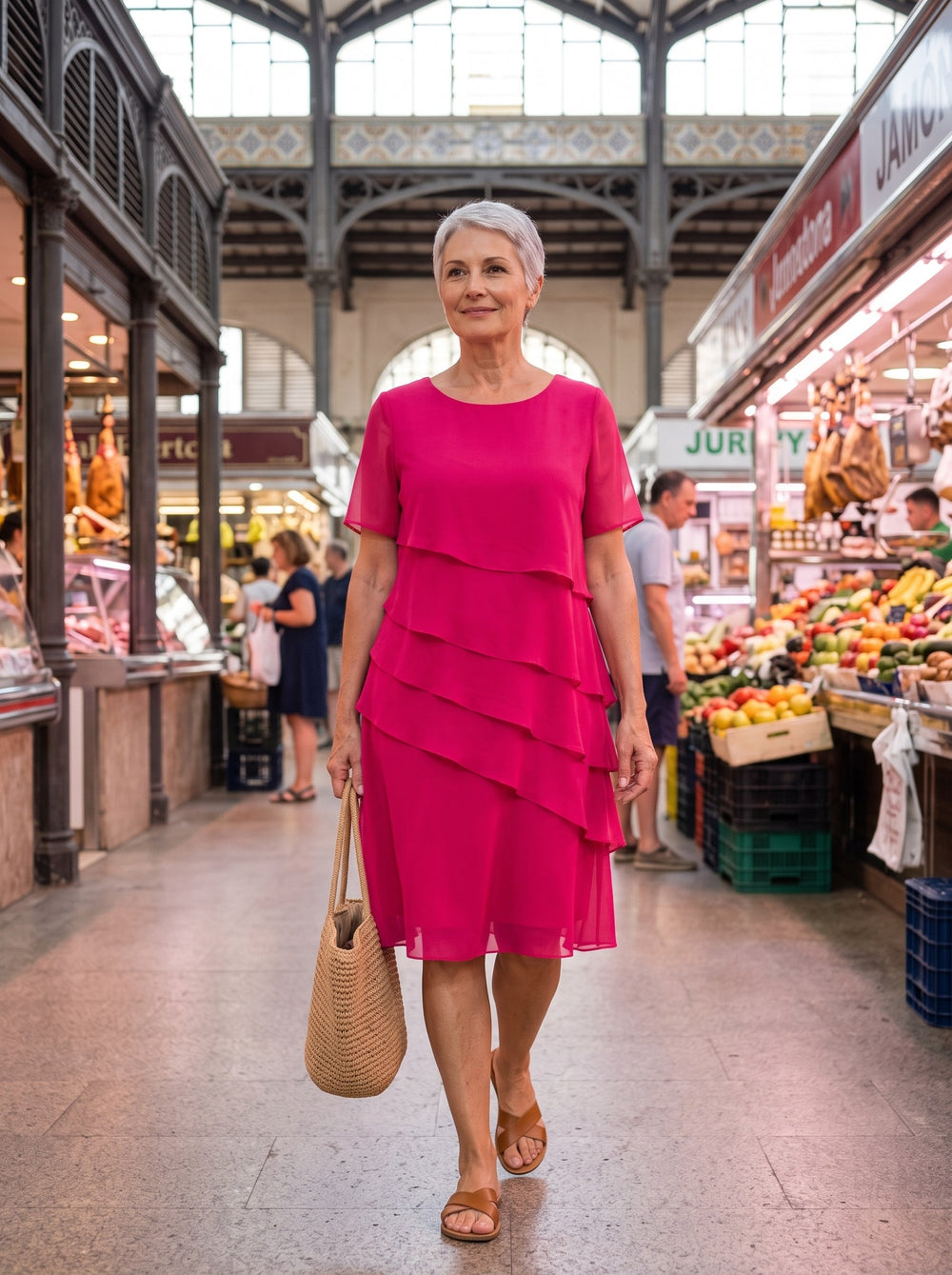 Linnea | Vestido con volantes - Rojo rosado