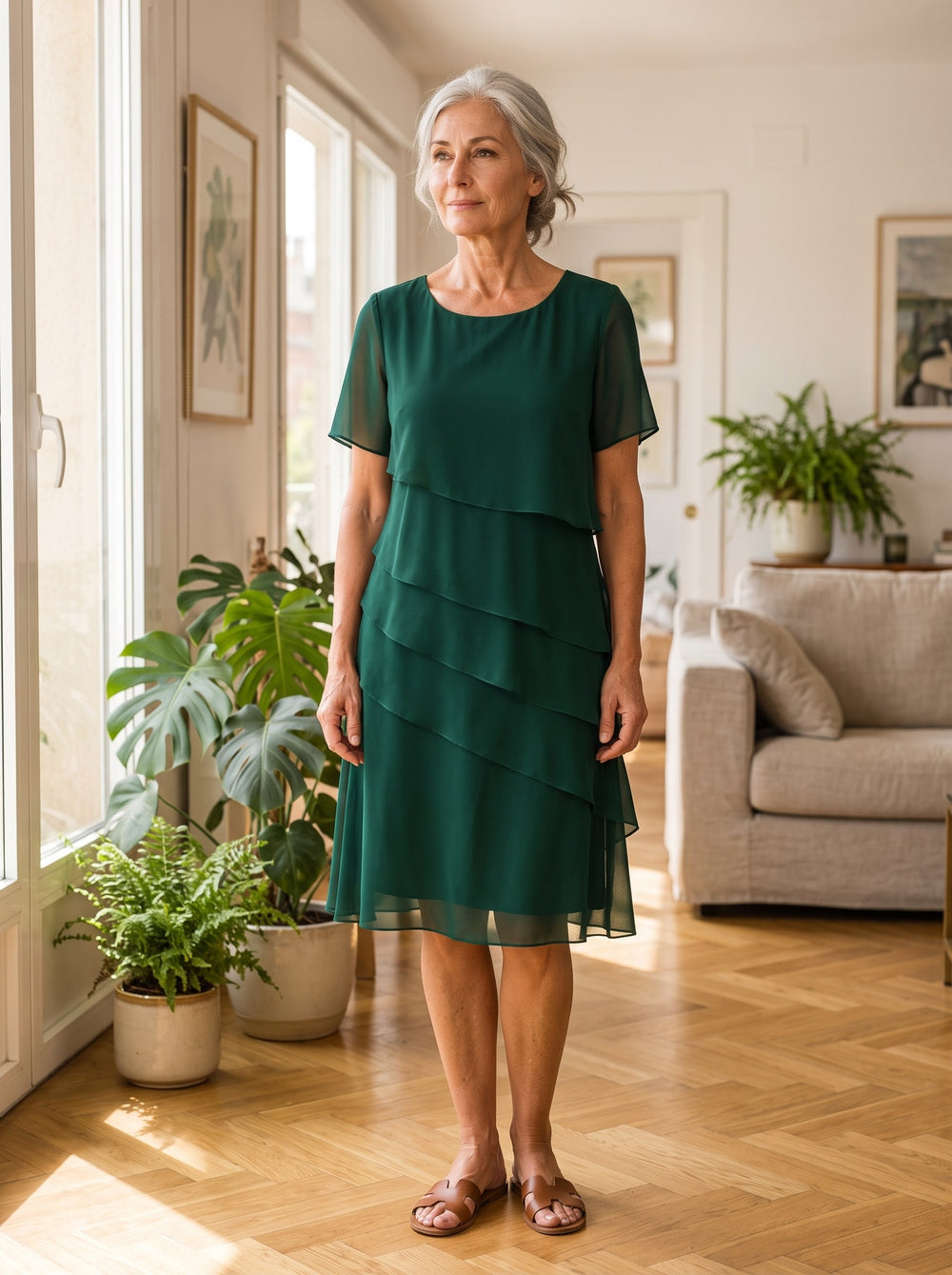 Linnea | Vestido con volantes - Verde