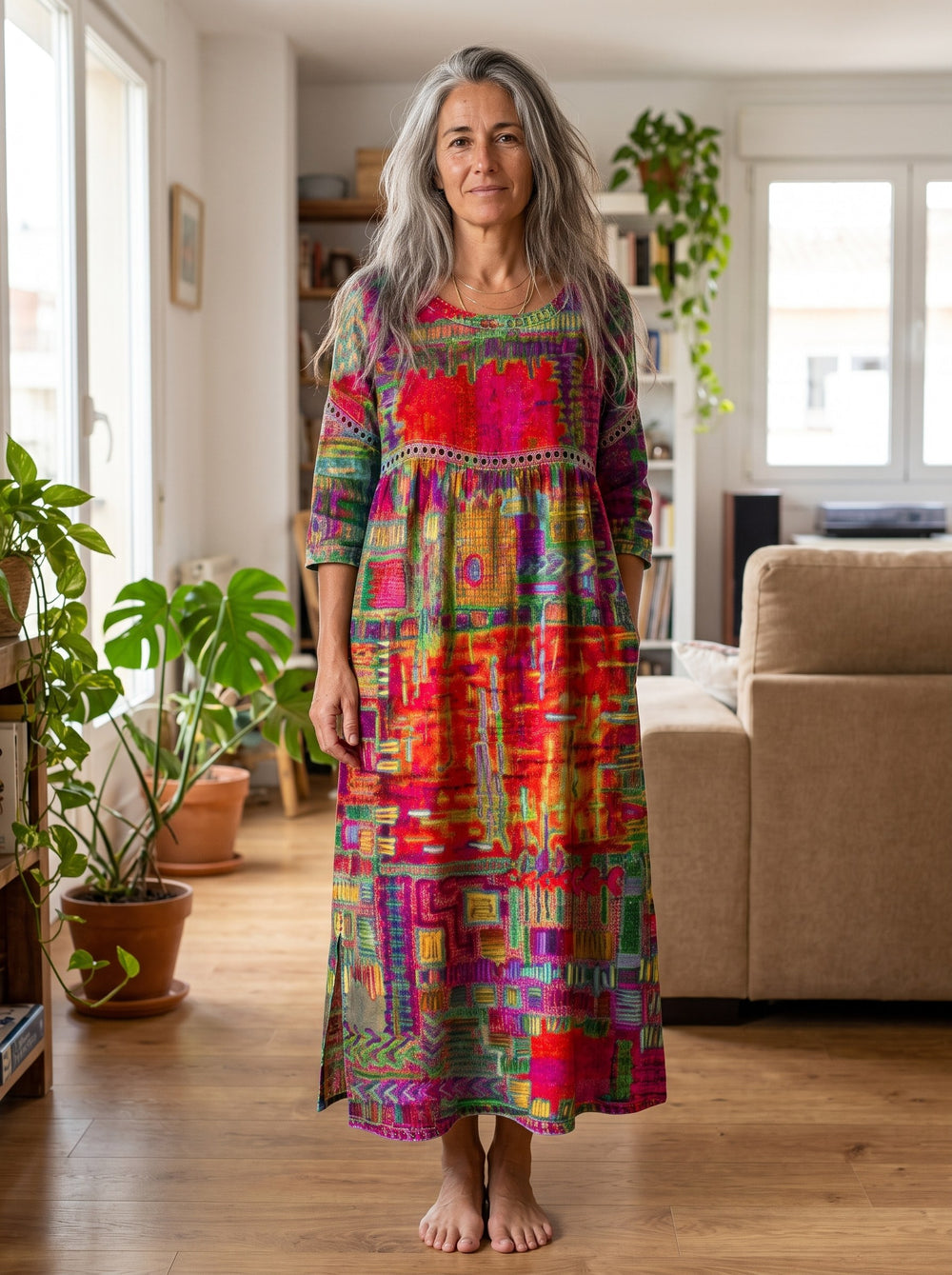 Manuela | Vestido patchwork - Rojo