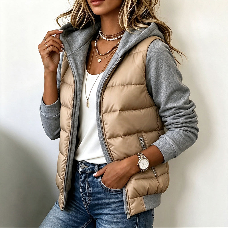 Kendra | Chaqueta acolchada bicolor con capucha