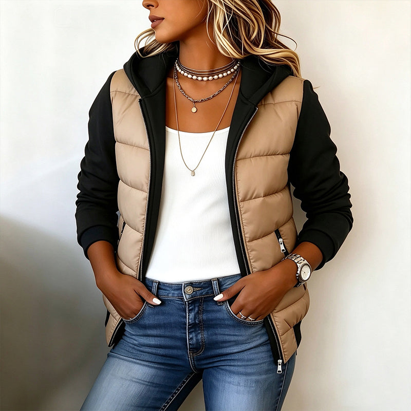 Kendra | Chaqueta acolchada bicolor con capucha