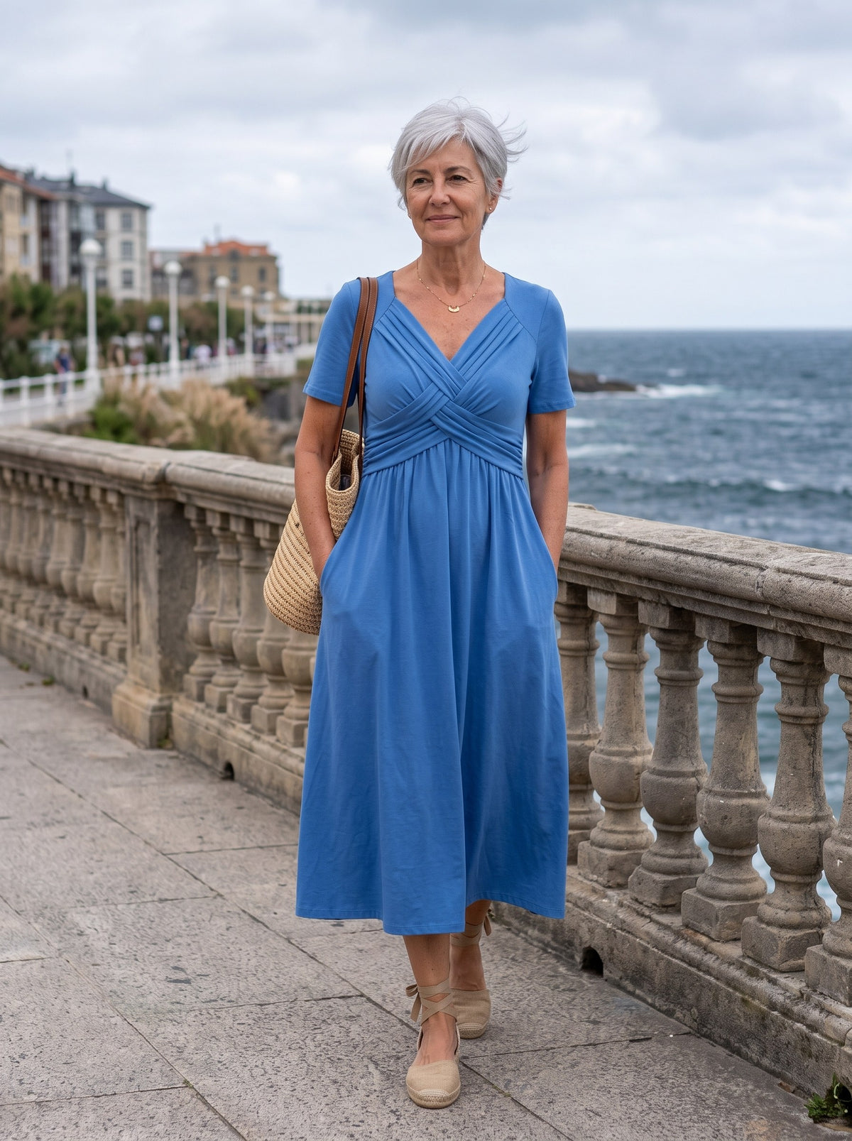 Inés | Vestido midi evasé - Azul