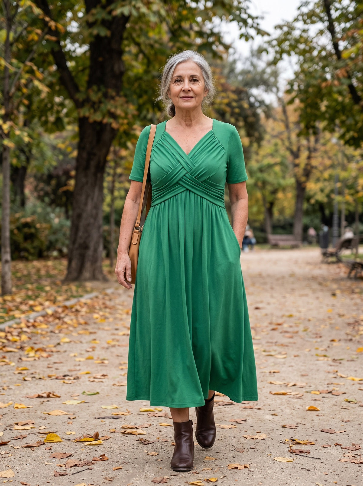 Inés | Vestido midi evasé - Verde