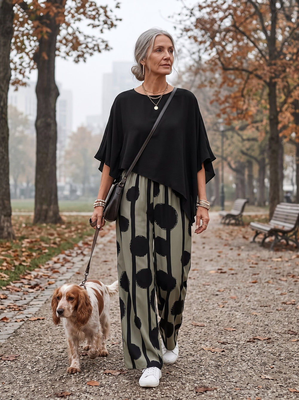 Kallista, conjunto de cintura elástica en color negro y gris