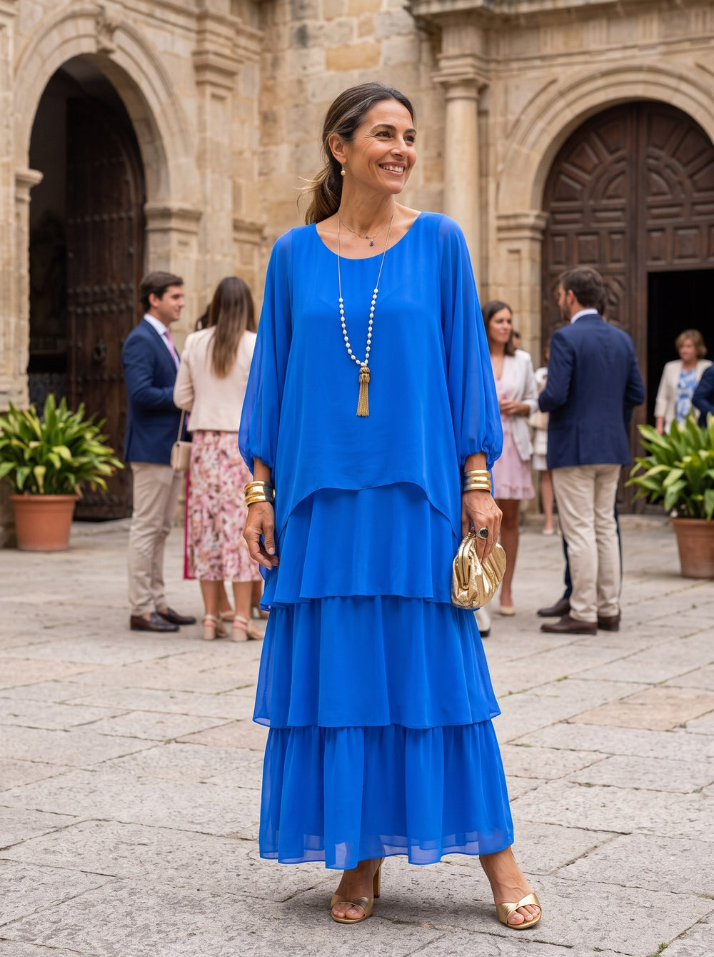 Larissa | Vestido largo con caída - Azul