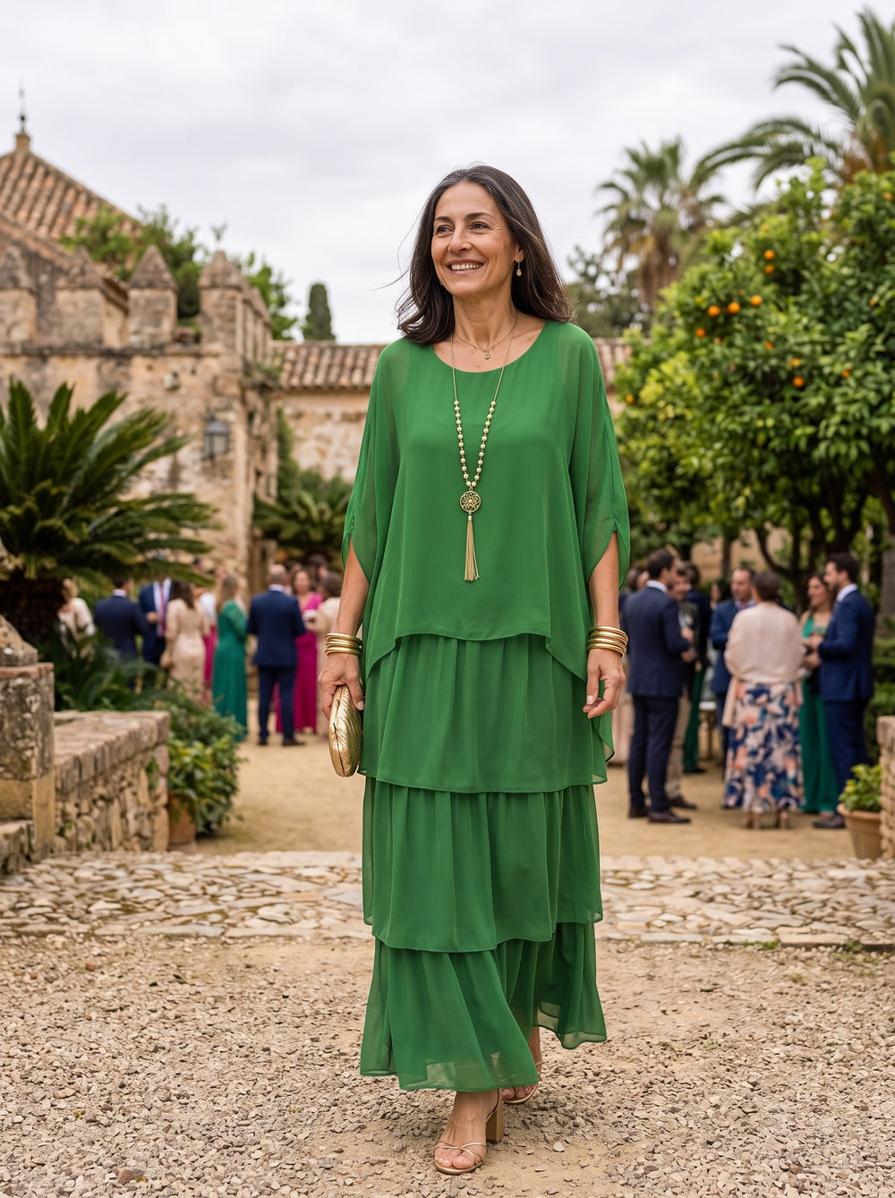 Larissa | Vestido largo con caída - Verde claro