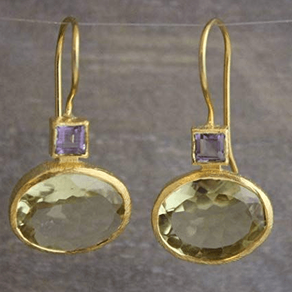 Esmeralda | Pendientes dorados vintage con cristal verde